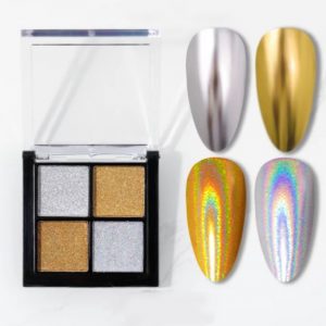 Polvo Espejo/Holográfico Dorado y Plata